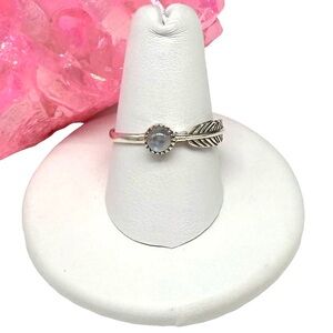 Rainbow Moonstone Ring Size 8 Solid 925 Sterling Silver Dainty